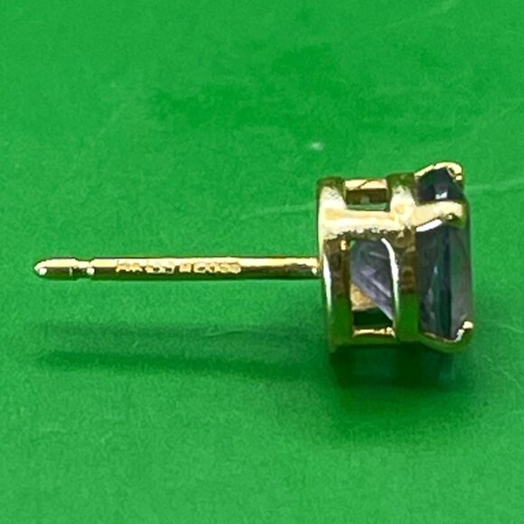 Estate 14K Gold Amethyst Stud Earrings Mexico Hallmarked Lavender Purple Jewelry - Picture 11 of 11